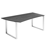 Artikelbild 1 für röhr Imperia höhenverstellbarer Schreibtisch quarzit Trapezform, Kufen-Gestell silber 180,0 x 80,0/100,0 cm, Artikelnummer 411587
