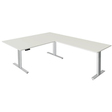 Artikelbild 1 für Kerkmann Move 3 tube elektrisch höhenverstellbarer Schreibtisch weiß L-Form, T-Fuß-Gestell silber 200,0 x 100,0 cm, Artikelnummer 294203