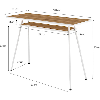 Artikelbild 3 für PAPERFLOW easyHome LV1 Schreibtisch walnuss rechteckig, A-Fuß-Gestell weiß 100,0 x 40,0 cm, Artikelnummer 381743