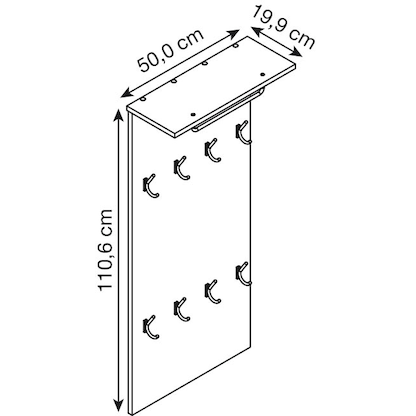 Artikelbild 2 für MÖBELPARTNER Wandgarderobe Jelda 154711 weiß Holz 8 Haken 50,0 x 110,6 cm, Artikelnummer 172417