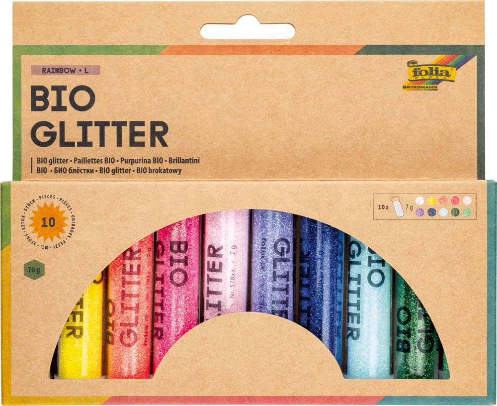 folia Bio Glitter Rainbow L Glitzer farbsortiert, 1 Pack | office discount