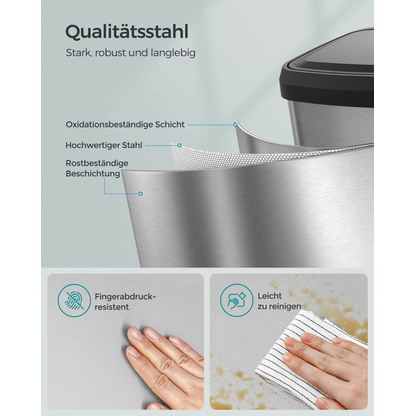 Artikelbild 5 für SONGMICS Mülleimer 50,0 l silber, Artikelnummer 291027