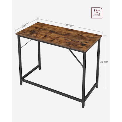 Artikelbild 2 für VASAGLE Schreibtisch braun rechteckig, 4-Fuß-Gestell schwarz 100,0 x 50,0 cm, Artikelnummer 290144