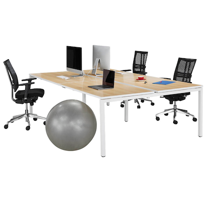 Artikelbild 5 für PAPERFLOW easyDesk Doppelschreibtisch buche rechteckig, 4-Fuß-Gestell weiß 320,0 x 166,0 cm, Artikelnummer 527940