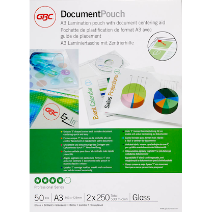 Artikelbild 6 für 50 GBC Laminierfolien glänzend für A3 250 micron, Artikelnummer 492183