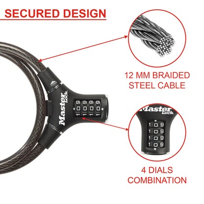 Artikelbild 3 für Master Lock® Fahrradschloss 8229EURDPRO schwarz 90,0 cm, Artikelnummer 727567