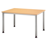 Artikelbild 1 für HAMMERBACHER Orbis höhenverstellbarer Schreibtisch buche rechteckig, 4-Fuß-Gestell silber 120,0 x 80,0 cm, Artikelnummer 763268