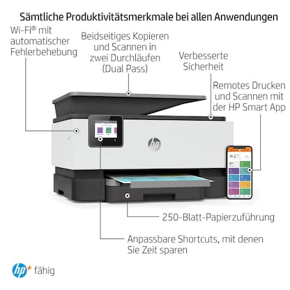 Artikelbild 9 für HP OfficeJet Pro 9010e All-in-One 4 in 1 Tintenstrahl-Multifunktionsdrucker weiß, HP Instant Ink-fähig, Artikelnummer 436107
