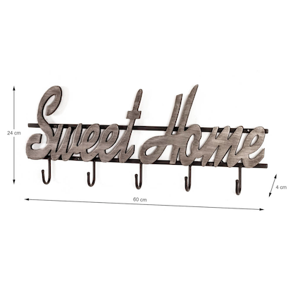 Artikelbild 2 für HAKU Möbel Wandgarderobe 17719 silber Metall 5 Haken 60,0 x 24,0 cm, Artikelnummer 894271