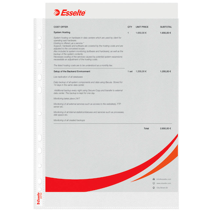 Artikelbild 2 für 100 Esselte Prospekthüllen DIN A4 transparent genarbt 0,07 mm, Artikelnummer 864389