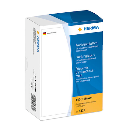 Artikelbild 9 für 500 HERMA Frankieretiketten 4321 weiß 140,0 x 50,0 mm, Artikelnummer 144105