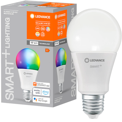 Artikelbild 22 für LEDVANCE WLAN-Lampe SMART+ WiFi Classic A100 RGBW E27 14 W matt, Artikelnummer 787071