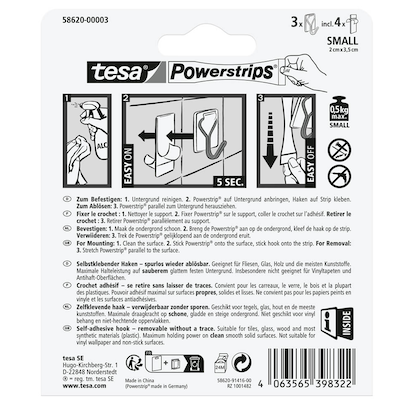 Artikelbild 7 für tesa Powerstrips Klebehaken für max. 0,5 kg, 3 St., Artikelnummer 464582