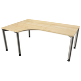 Artikelbild 1 für fm Sidney höhenverstellbarer Schreibtisch königsahorn C-Form, 4-Fuß-Gestell silber 180,0 x 80,0/120,0 cm, Artikelnummer 509921