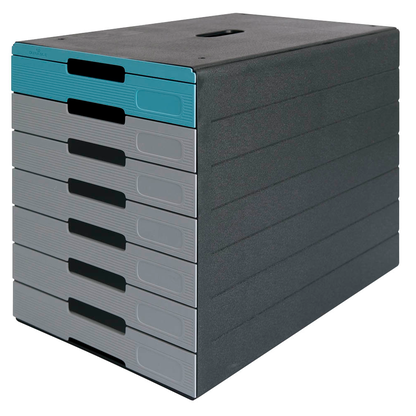 Artikelbild 2 für DURABLE Schubladenbox IDEALBOX PLUS grau/blau 776306, DIN A4 mit 7 Schubladen, Artikelnummer 142558