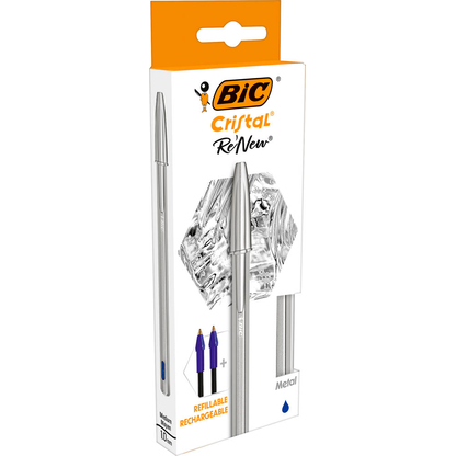 Artikelbild 21 für BIC Kugelschreiber Cristal Re'New metallic-silber, Schreibfarbe: blau, 1 Set, Artikelnummer 844502