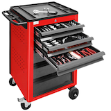 Artikelbild 1 für ADB Basic Werkstattwagen befüllt rot 6 Schubladen, Artikelnummer 204185