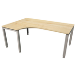 Artikelbild 1 für fm Sidney höhenverstellbarer Schreibtisch königsahorn C-Form, Bügel-Gestell silber 180,0 x 80,0/120,0 cm, Artikelnummer 509941