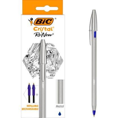 Artikelbild 2 für BIC Kugelschreiber Cristal Re'New metallic-silber, Schreibfarbe: blau, 1 Set, Artikelnummer 844502