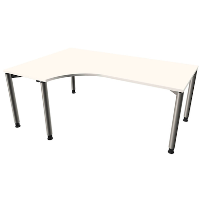 Artikelbild für fm Sidney höhenverstellbarer Schreibtisch weiß C-Form, 4-Fuß-Gestell silber 180,0 x 80,0/120,0 cm, Artikelnummer 510497