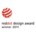 Red-Dot-Design-Award 2011, rotes Kugel-Logo mit Text darunter.