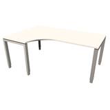 Artikelbild 1 für fm Sidney höhenverstellbarer Schreibtisch weiß C-Form, Bügel-Gestell silber 180,0 x 80,0/120,0 cm, Artikelnummer 510501