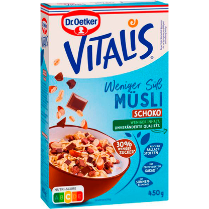 Artikelbild 10 für Dr. Oetker VITALIS Schoko weniger süß Müsli 450,0 g, Artikelnummer 540319