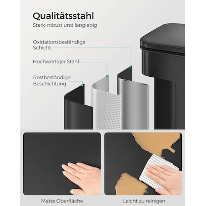 Artikelbild 4 für SONGMICS Mülleimer 40,0 l schwarz, Artikelnummer 291049