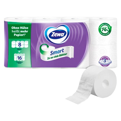 Artikelbild 13 für Zewa Toilettenpapier Smart 3-lagig, 8 Rollen, Artikelnummer 125142