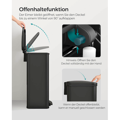 Artikelbild 5 für SONGMICS Mülleimer 40,0 l schwarz, Artikelnummer 291049