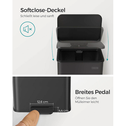 Artikelbild 7 für SONGMICS Mülleimer 40,0 l schwarz, Artikelnummer 291049