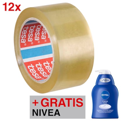 Artikelbild für AKTION: tesa Packband tesapack® 4195 transparent 50,0 mm x 66,0 m 12 Rollen + GRATIS NIVEA Creme Care Seife, 250 ml, Artikelnummer 190544