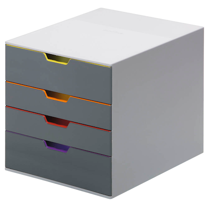 Artikelbild 8 für AKTION: DURABLE Schubladenbox VARICOLOR® dunkelgrau mit bunten Farblinien 760427, DIN A4 mit 4 Schubladen, Artikelnummer 346561