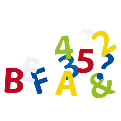 Artikelbild 2 für folia Bastelfilz Zahlen sortiert weiß, gelb, rot, blau, grün 120 St., Artikelnummer 479141