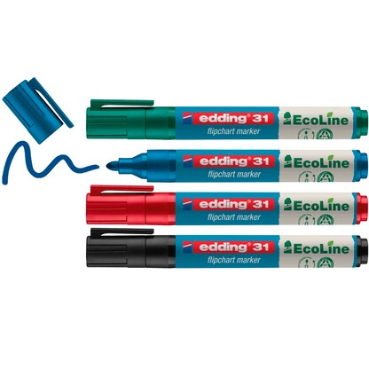 Artikelbild für edding 31 Ecoline Flipchart-Marker farbsortiert 1,5 - 3,0 mm, 4 St., Artikelnummer 494961