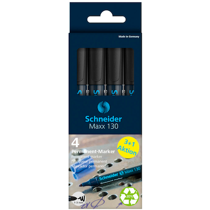 Artikelbild 10 für Schneider Maxx 130 Permanentmarker schwarz 1,0 - 3,0 mm, 4 St., Artikelnummer 435897