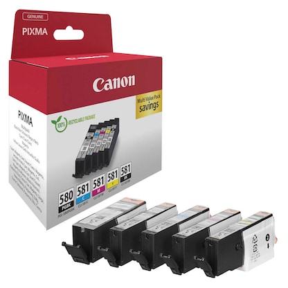 Artikelbild 9 für Canon PGI-580 PGBK/CLI-581 BK/C/M/Y schwarz, cyan, magenta, gelb Druckerpatronen, 5er-Set, Artikelnummer 207397