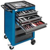 Artikelbild 1 für ADB Basic Werkstattwagen befüllt blau 6 Schubladen, Artikelnummer 206868