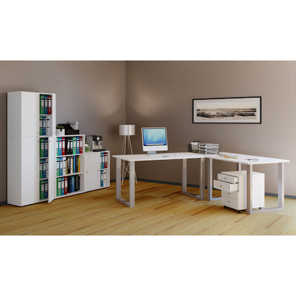 Artikelbild 5 für VCM my office Lona Schreibtisch weiß rechteckig, U-Fuß-Gestell silber 140,0 x 80,0 cm, Artikelnummer 906723