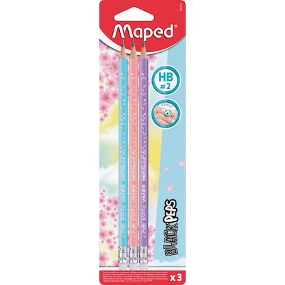 Artikelbild 15 für maped BLACK'PEPS Bleistifte HB rose, hellblau, flieder mit Radierer, 3 St., Artikelnummer 303244