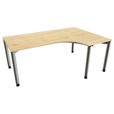 Artikelbild 1 für fm Sidney höhenverstellbarer Schreibtisch königsahorn C-Form, 4-Fuß-Gestell silber 180,0 x 80,0/120,0 cm, Artikelnummer 510463