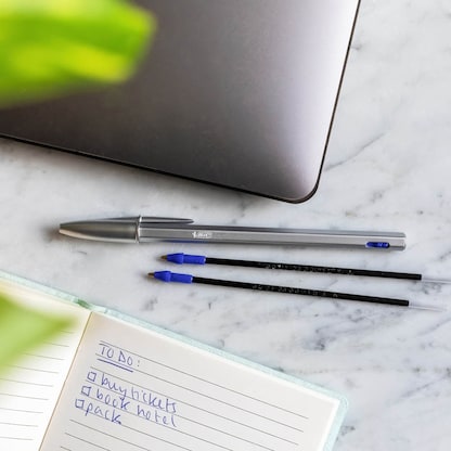 Artikelbild 10 für BIC Kugelschreiber Cristal Re'New metallic-silber, Schreibfarbe: blau, 1 Set, Artikelnummer 844502