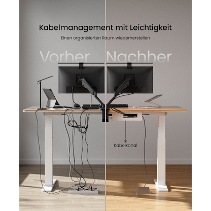 Artikelbild 8 für FlexiSpot E7 Pro elektrisch höhenverstellbares Schreibtischgestell weiß ohne Tischplatte, C-Fuß-Gestell weiß 110,0 - 190,0 x 68,0 cm, Artikelnummer 656649
