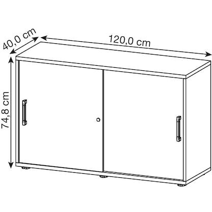 Artikelbild 2 für HAMMERBACHER Schiebetürenschrank 1752S, V1752S/5/5/CE lichtgrau 1 Fachboden 120,0 x 40,0 x 74,8 cm, Artikelnummer 858807