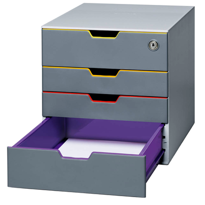 Artikelbild 4 für DURABLE Schubladenbox VARICOLOR® SAFE dunkelgrau mit bunten Farblinien 760627, DIN A4 mit 4 Schubladen, Artikelnummer 265001
