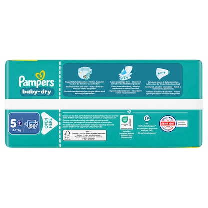 Artikelbild 8 für Pampers® Windeln baby-dry™ BIG PACK Größe Gr.5+ (12-17 kg) für Babys und Kleinkinder, 50 St., Artikelnummer 585319