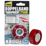 Artikelbild 1 für UHU TRANSPARENT doppelseitiges Klebeband 19,0 mm x 1,5 m, 1 Rolle, Artikelnummer 212675