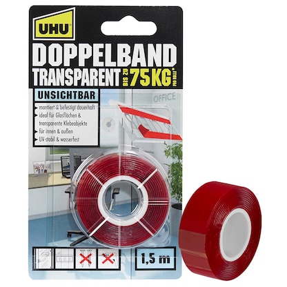 Artikelbild für UHU TRANSPARENT doppelseitiges Klebeband 19,0 mm x 1,5 m, 1 Rolle, Artikelnummer 212675