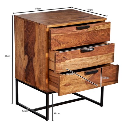 Artikelbild 2 für WOHNLING Nachttisch Massivholz sheesham 40,0 x 50,0 x 65,0 cm, Artikelnummer 166676