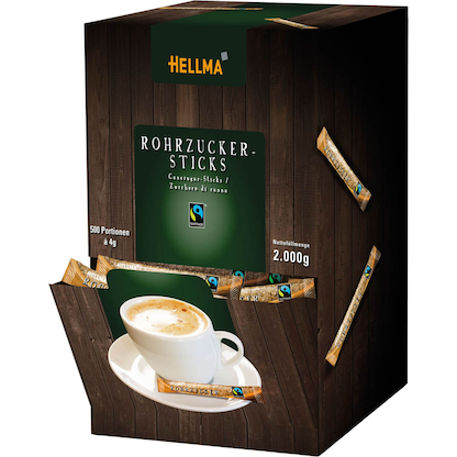 Artikelbild 2 für HELLMA Fairtrade Rohrohrzucker-Sticks, 500x4,0 g, Artikelnummer 719664